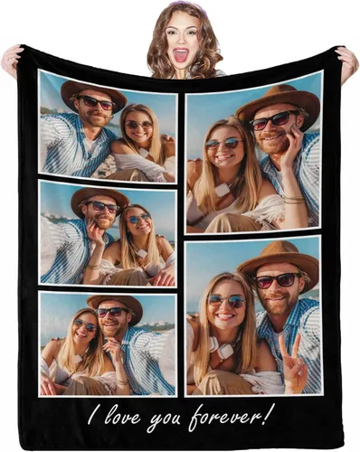 Vista 28 de Mantas personalizadas con fotos, 1 foto, manta personalizada, regalos personalizados para mamá, papá, pareja, novia, novio, esposa, marido, 8 tamaños