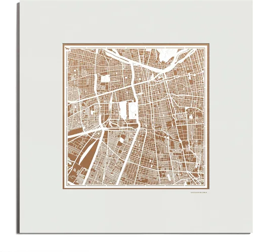 Vista 12 de O3 Design Studio San Diego, CA Paper Cut Map Matted Grey 20x20 in Paper Art