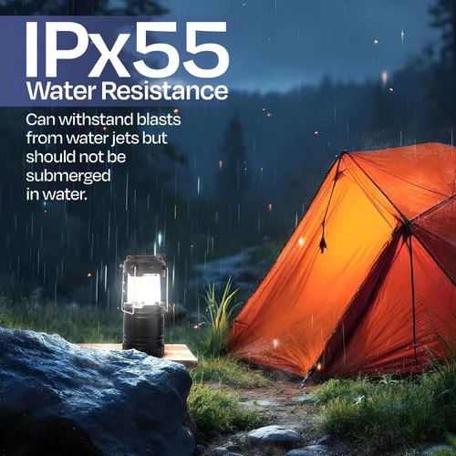 Vista 4 de Linterna de camping recargable, paquete de 2 – Linterna LED para campamento alimentada por batería, linterna solar impermeable para emergencias