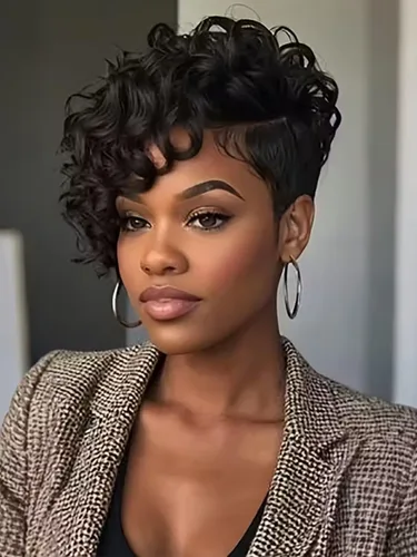 Vista 24 de Pelucas Honey Blonde sin pegamento para usar y quitar, pelucas de cabello humano cortas con corte Pixie para mujeres, peluca de cabello humano corta
