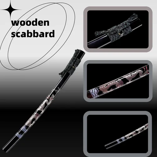 Vista 7 de Katana，Hand-Forged Katana Sword，Razor-Sharp 1095 & T10 Damascus Steel Blade, Full-Tang Structure for Martial Arts Practice, Collector's Display