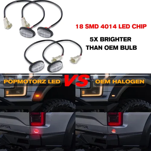 Vista 4 de POPMOTORZ Conjunto de Luces Marcadoras Laterales LED para Guardabarros, 2 Piezas de Luces Ámbar Delanteras para Ensanchadores de Guardabarros y 2