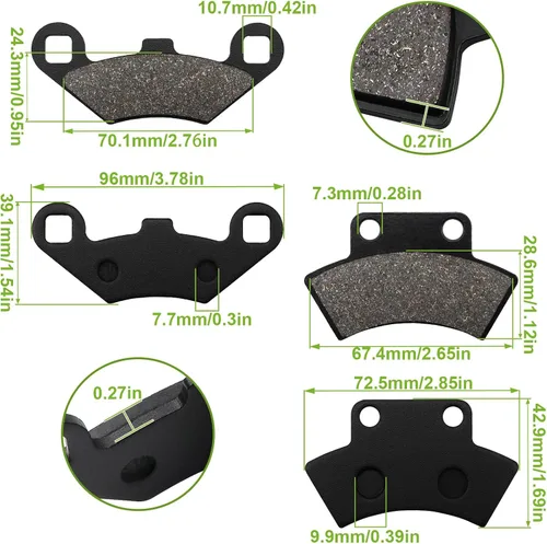 Vista 5 de ZICOO Pastillas de Freno Delanteras y Traseras para Polaris Sportsman 350 400 500 Big Boss 250 300 350L 400L 500 Magnum 425 Trail Blazer 250