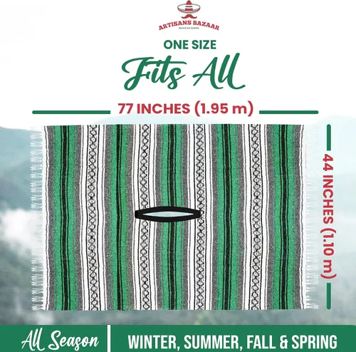 Vista 8 de Poncho mexicano Baja 100% cálido y cómodo abrigo de invierno Sarapes Mexicanos