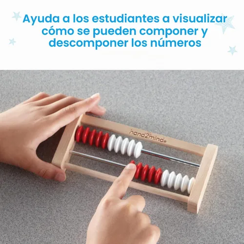 Vista 6 de hand2mind Mini Rekenrek de madera de 20 cuentas, estante de números para niños, ábaco para matemáticas, cuentas de conteo, manipuladores