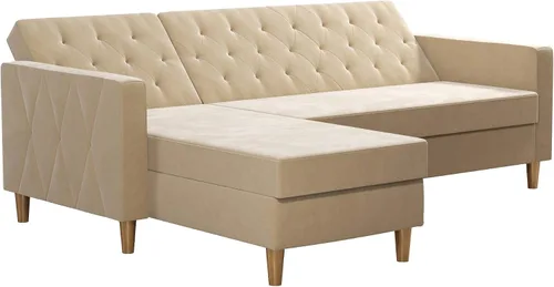 Vista 4 de CosmoLiving by Cosmopolitan Liberty - Futón de terciopelo marfil