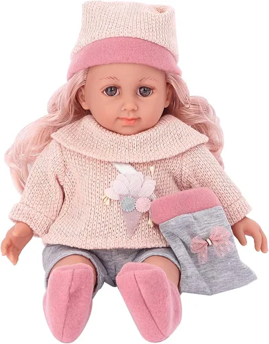 Vista 6 de deAO Set de Juego de Muñeca Bebé Muñeca Bebé de 14 Pulgadas con 3 Prendas de Ropa y Accesorios Conjuntos de Vestir para Muñeca de Niña, Regalo
