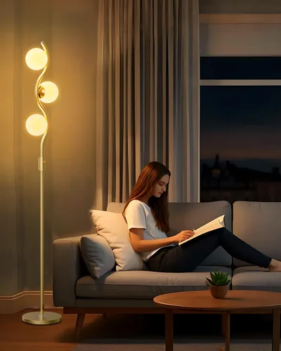 Vista 20 de Lightdot Lámpara de pie rosa regulable de 60 pulgadas, lámparas de pie de mediados de siglo con 3 bombillas G9 de 3000 K de color blanco cálido