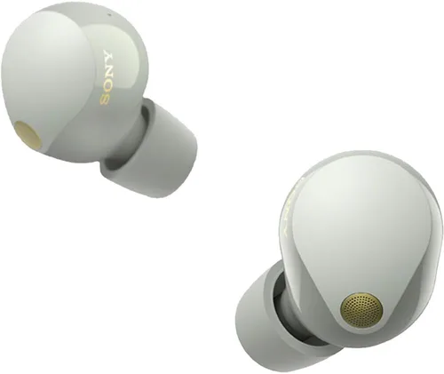 Vista 5 de Sony WF-1000XM5 - Paquete de auriculares verdaderamente inalámbricos con cancelación de ruido (plateado) con funda de silicona (azul), puntas