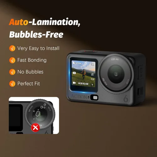 Vista 3 de AMAZEAR Protector de pantalla de lente para accesorios DJI Osmo Action 6 (paquete de 6), protector de pantalla de vidrio templado Action6 Pro