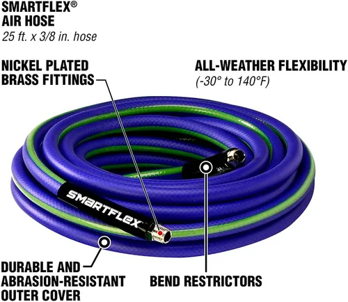 Vista 3 de SmartFlex Manguera de aire, 3/8 pulg x 25 pies, híbrida, azul - HSF3825BL2