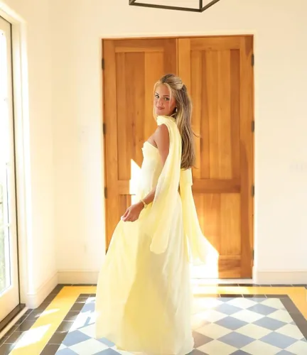 Vista 5 de YMSHA Bufanda Vestidos de dama de honor para mujer, largo de gasa, plisado, vestido formal YMS160, Verde esmeralda, 6