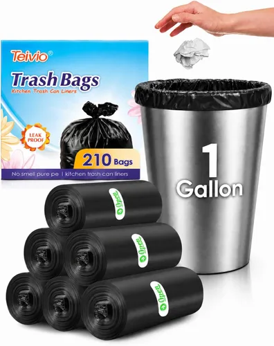 Vista 13 de Teivio, bolsas de basura medianas de 5 galones, 80 unidades, bolsas de basura para baño, bolsas de plástico para el hogar, oficina, cocina