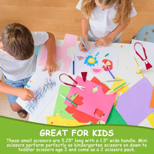 Vista 3 de Triadic Juego de 2 tijeras de bucle para niños diestros o zurdos para preescolares, escuelas, aulas, niños adaptables y con necesidades especiales
