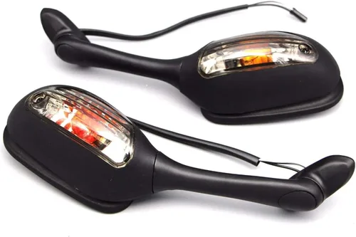 Vista 3 de MZS Espejos de señal de giro para motocicleta con luz integrada vista trasera lateral negro compatible con GSXR600 GSXR750 GSXR 600 750 06-18