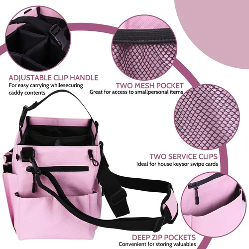 Vista 4 de Bolsas grandes de limpieza con asa y correas de hombro y cintura, para suministros de limpieza, para almacenamiento de muebles, organizador