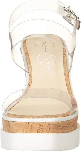 Vista 2 de Jessica Simpson Maede - Sandalias de cuña para mujer, Claro