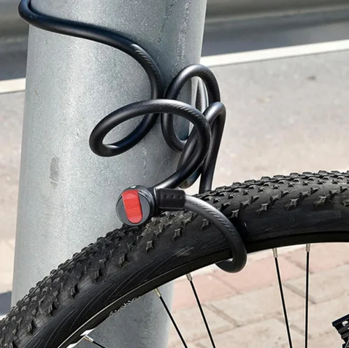 Vista 2 de Edward Tools Candado de bicicleta con llaves – Cable de seguridad resistente de 0.472 in de grosor con cubierta resistente al corte – Bloqueo
