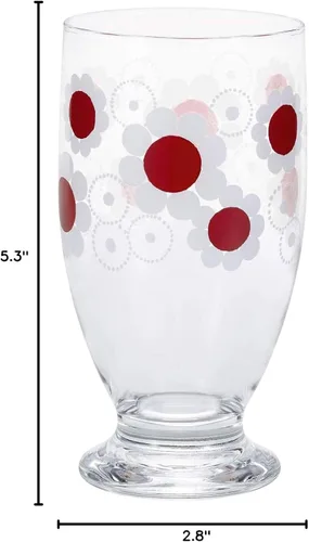 Vista 8 de ADERIA Retro Glass with Stand with Flowers, 11.2 fl oz (335 ml), Gift Box, Made in Japan, Cup, Wedding, Celebration, Beer, Stylish, Present