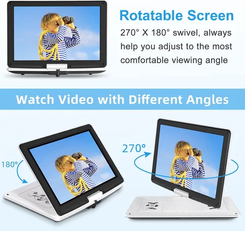 Vista 4 de Reproductor de DVD portátil de 17.9 pulgadas con pantalla HD grande de 15.6 Blanco