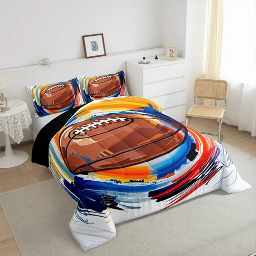 Vista 160 de Juego de ropa de cama de baloncesto para niños y adolescentes, juego de edredón deportivo para niños, tamaño matrimonial, suave, ligero, decoración