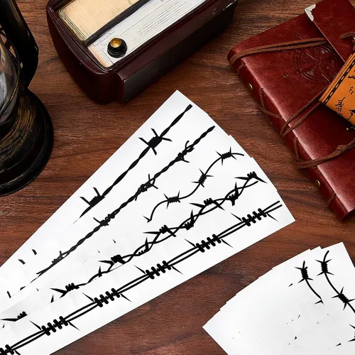 Vista 4 de 20 piezas de alambre de púas temporales tatuajes de alambre de púas falso tatuaje extraíble negro brazo pegatinas para hombres, mujeres niños