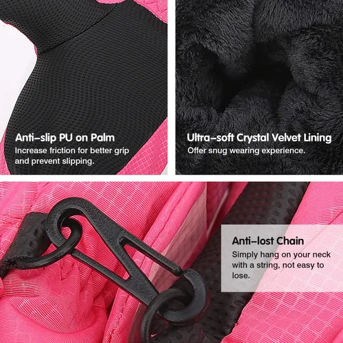 Vista 4 de MoKo Manoplas de esquí para niños, guantes impermeables y resistentes al viento para niñas y niños, guantes térmicos de invierno para nieve