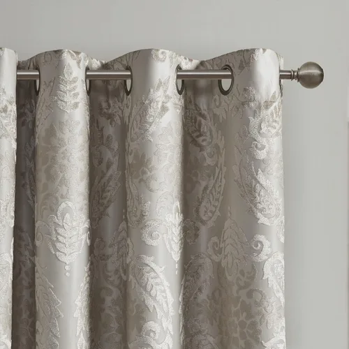 Vista 3 de Sun Smart Amelia - Cortina de oscurecimiento total jacquard con diseño paisley para dormitorio, panel individual de lujo para ventana de sala