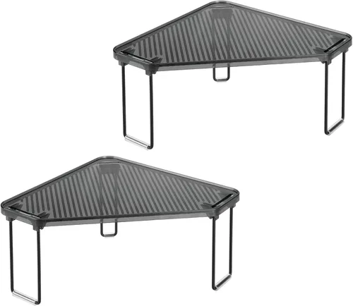 Vista 9 de mDesign Estante apilable de esquina de plástico/acero, estante organizador de almacenamiento para baño, tocador, encimera, fregadero, gabinete