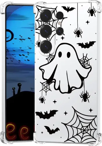 Vista 12 de Funda de Halloween para Google Pixel 6A transparente con diseños de murciélagos fantasmas, funda para teléfono para niñas, elegante, delgada, a