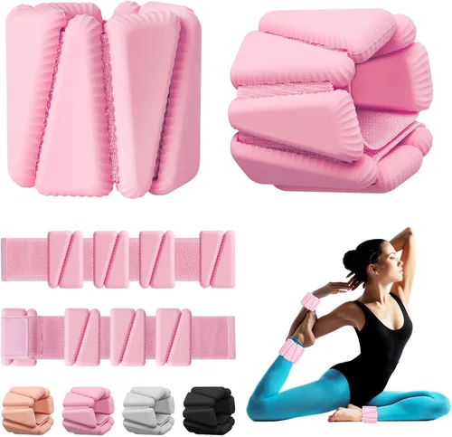 Vista 10 de Pesas para Muñeca, Pesas Ajustables para Muñeca y Tobillo para Mujeres, Juego de 2 (1 libra Cada Una), Pulseras con Pesos para Caminar, Yoga, Danza