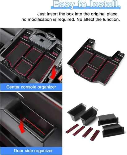 Vista 7 de Karltys Organizador de consola central Ram 1500 para Dodge Ram 1500 2019-2025 2026, bandeja organizadora lateral de puerta y caja de almacenamiento
