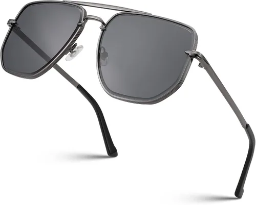 Vista 2 de FEISEDY Gafas de sol de aviador cuadradas para mujeres y hombres, lentes degradadas, lentes retro, pequeñas pantallas de metal B2953