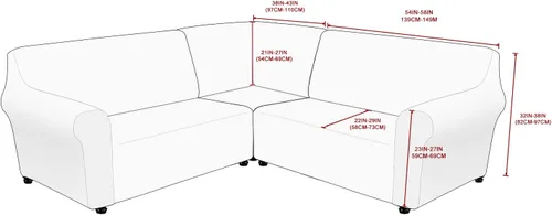 Vista 3 de MIFXIN Fundas para sofá modular de esquina de 5 plazas en forma de L, 3 piezas, terciopelo elástico, suave, lavable, protector de sofá para sofás