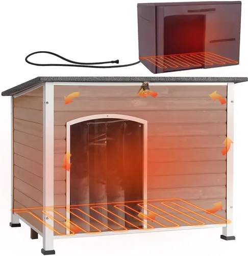 Vista 13 de Aivituvin Casa para Perros de Exterior con Calefacción Perrera para Perros con Forro Aislante y Calentador para Invierno Marco de Hierro Resistente