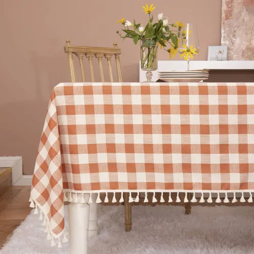 Vista 15 de Midsummer Breeze - Mantel a cuadros cuadrado de mezcla de algodón y colección Gingham, ideal para cocina, restaurante, casa de campo, decoración