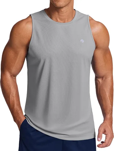 Vista 7 de PINSPARK Camiseta sin mangas de verano para hombre, de secado rápido, para correr, gimnasio, entrenamiento