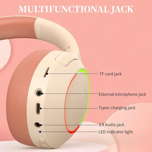 Vista 8 de Auriculares Bluetooth, auriculares para juegos sobre la oreja con micrófono, control de volumen y auriculares plegables, 2 modos con cable