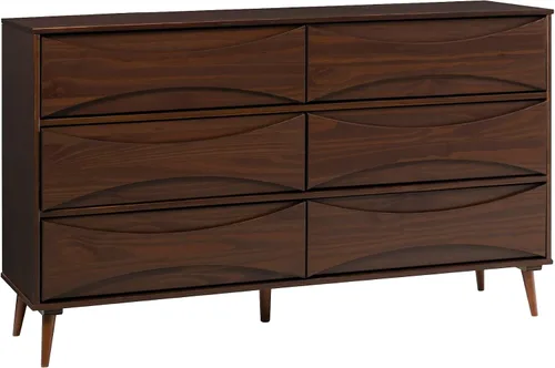 Vista 9 de Walker Edison Atticus Mid-Century - Cómoda moderna de madera maciza con cajones detallados, 59 pulgadas, color caramelo