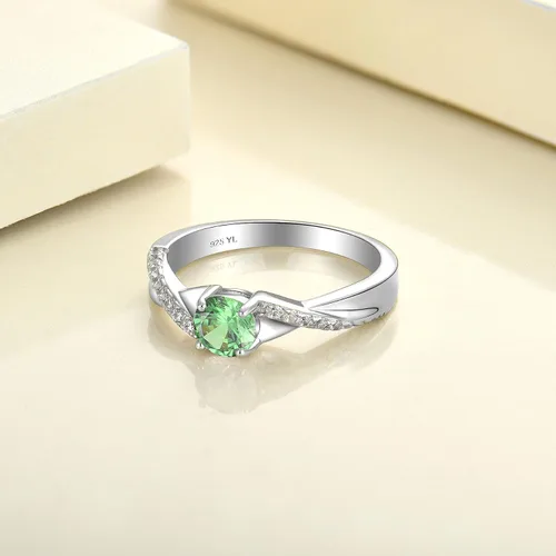 Vista 5 de YL Anillo de compromiso de plata de ley 925 de 0.197in, circonita cúbica 3A, anillo infinito para mujer, Metal, Granate