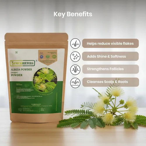 Vista 4 de Foodherbs Alternativa de champú en polvo Arappu Herbal Lavado ayurvédico para el cabello con hoja de albizia amara 200 gm/0.44 libras