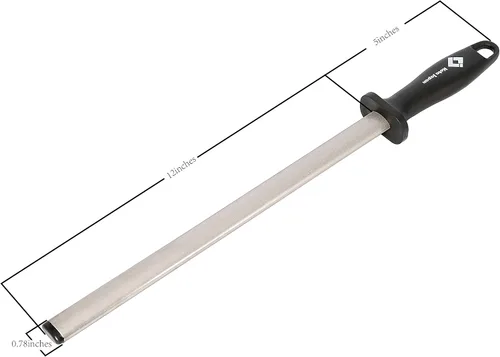 Vista 4 de Kota Japan 12 pulgadas Chaira afiladora de cuchillos de acero de carbono con diamante profesional Para cocina, hogar o caza Afilador