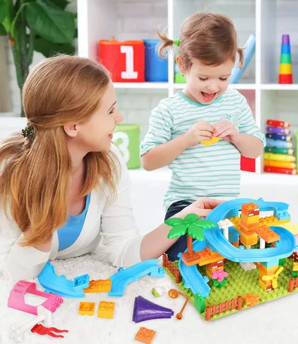 Vista 6 de Juego de construcción de juguetes de Marble Run, 86 piezas de bloques de construcción de castillo para mayores de 3 años, juguetes de construcción