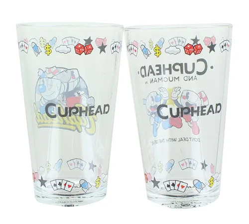 Vista 3 de SET Vaso de pinta Cuphead y Mugman