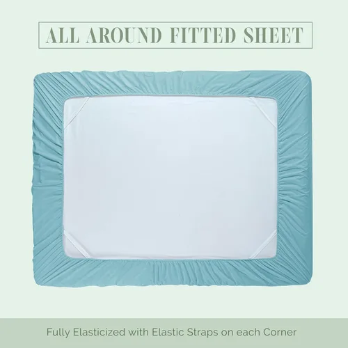 Vista 6 de Elegant Comfort Juego de sábanas de 4 piezas - Ropa de cama de lujo de microfibra de calidad hotelera premium 1500, sábana bajera con elástico Azul