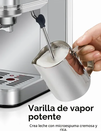 Vista 4 de CHULUX Kompatto - Máquina de café expreso de 20 barras con espumador de leche, máquina automática de café espresso de acero inoxidable para cafetera
