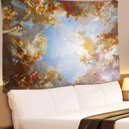 Vista 6 de UHOMETAP Tapices de decoración retro, Versalles Arte Francés Tapices Decorativos Pintura Europea Arte Decoración de Techo Apartamento Dormitorio
