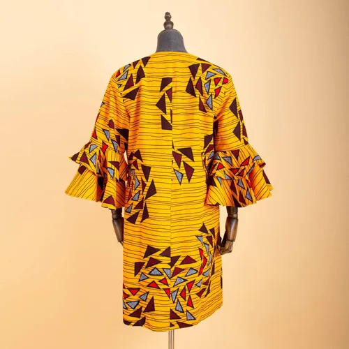Vista 3 de Abrigo de mujer africana Ankara Print Long Jacket Tops Wax Dashiki Ropa
