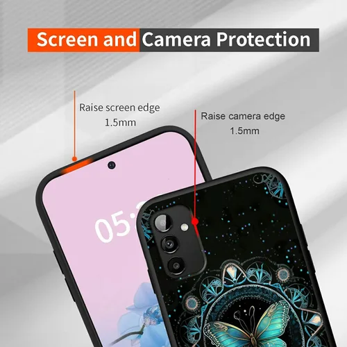 Vista 5 de Rossy Funda para teléfono Galaxy A13 5G para Samsung A13 5G 2022 con patrón de mariposa azul artístico para mujeres y hombres, funda delgada y suave