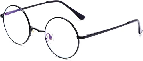 Vista 8 de AZorb Lentes de bloqueo de luz azul para mujeres y hombres, lentes redondos retro con marco de metal